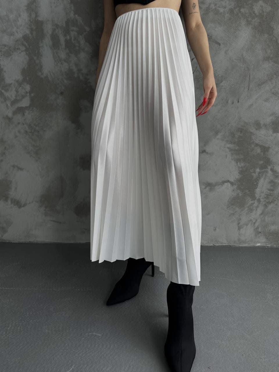 White Maxi Pleated Skirt