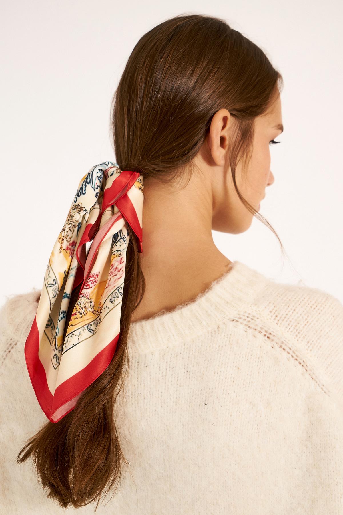 Bordered Red Scarf