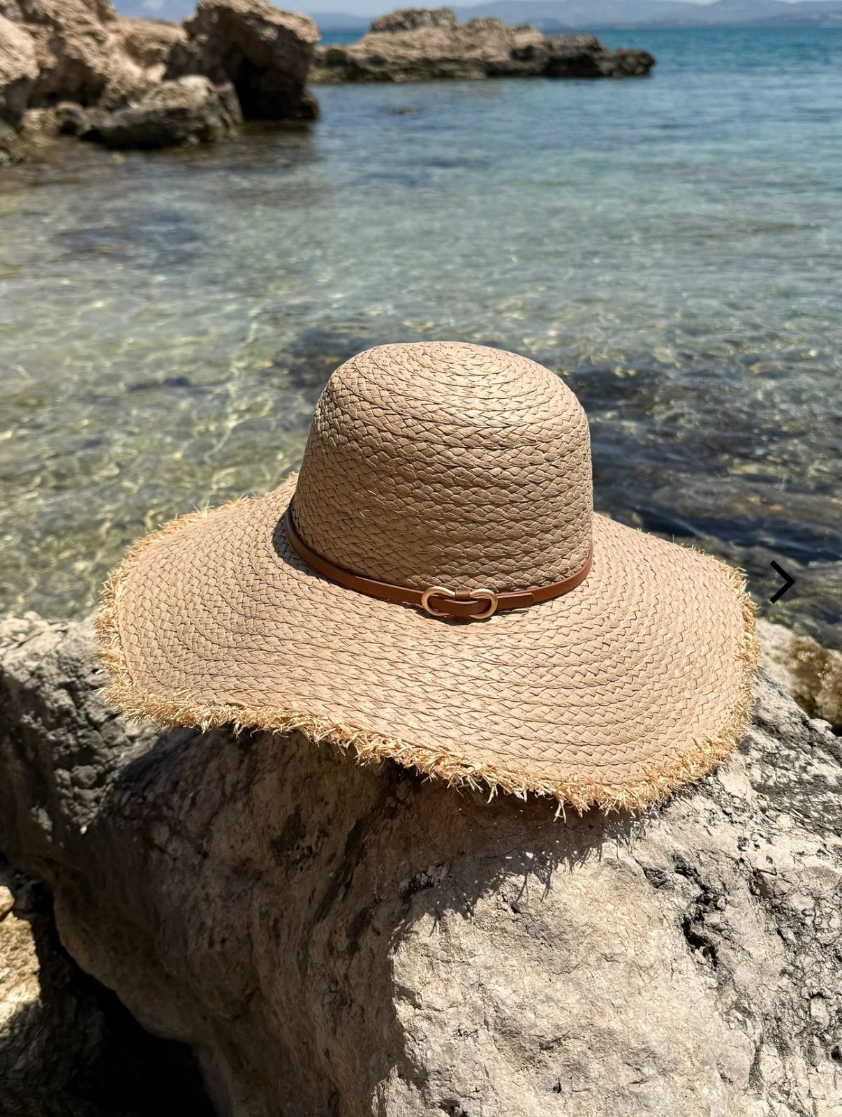 Wide Straw Hat With Visor Fringe