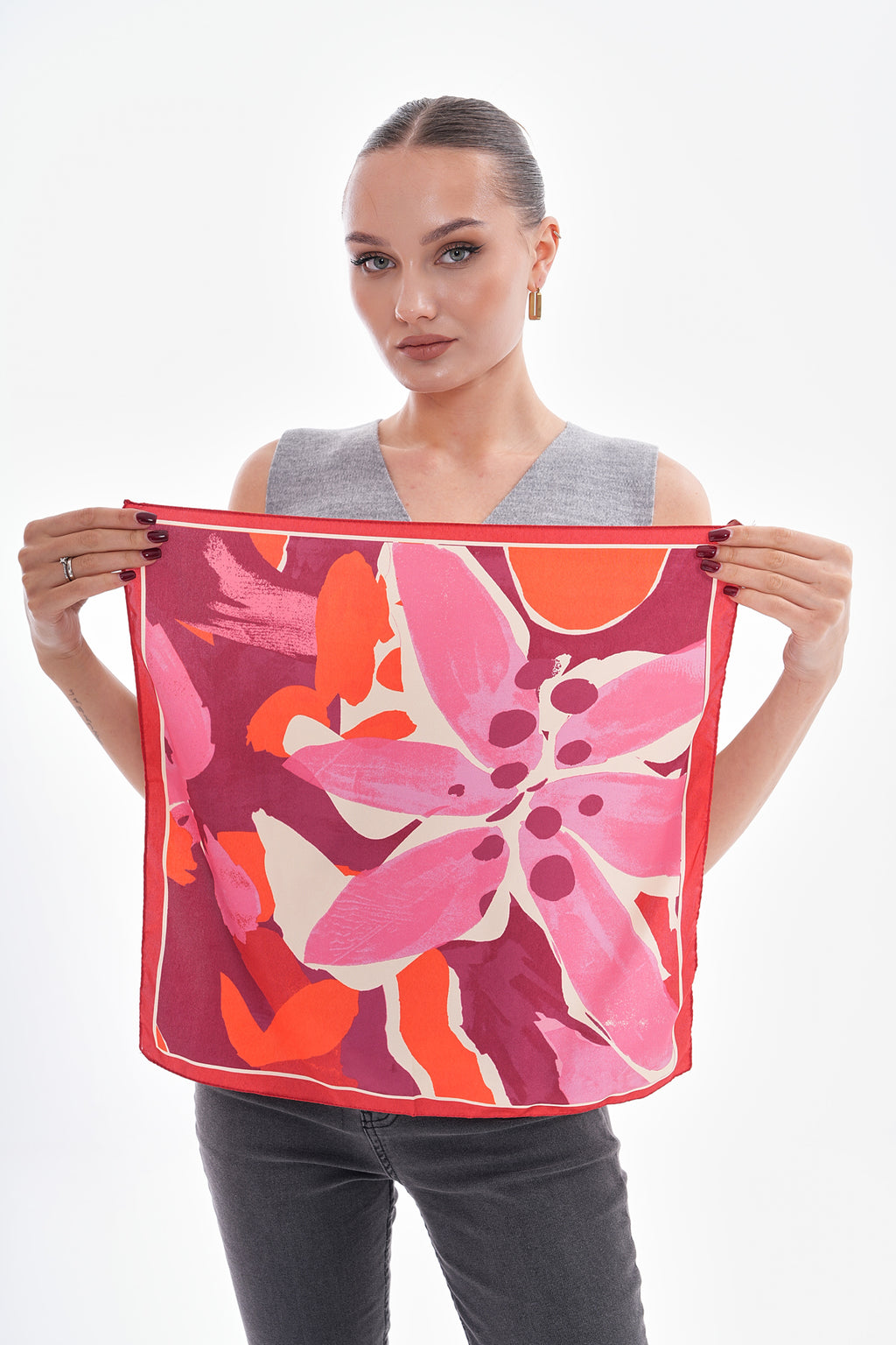 Red Floral Scarf