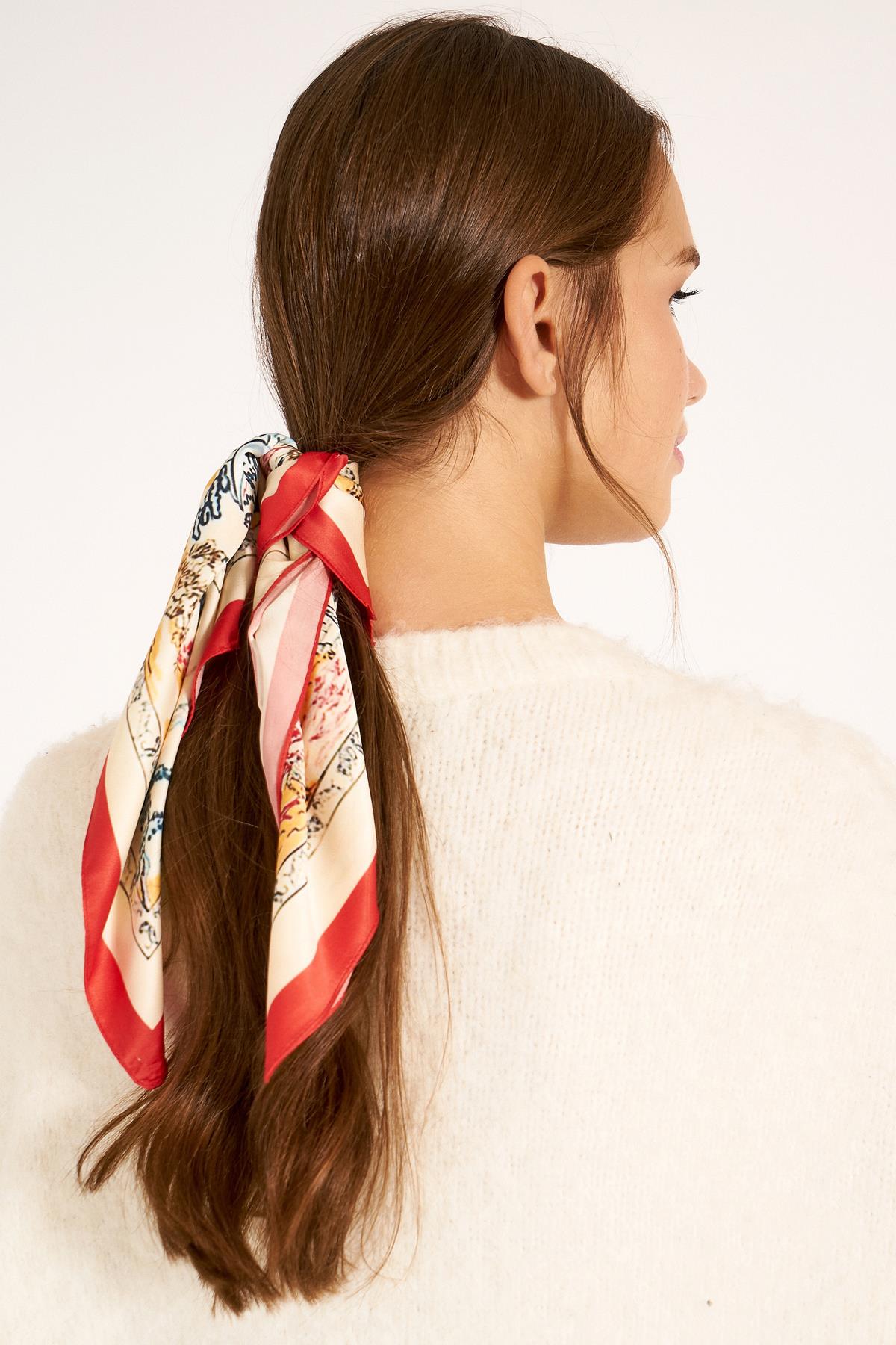 Bordered Red Scarf